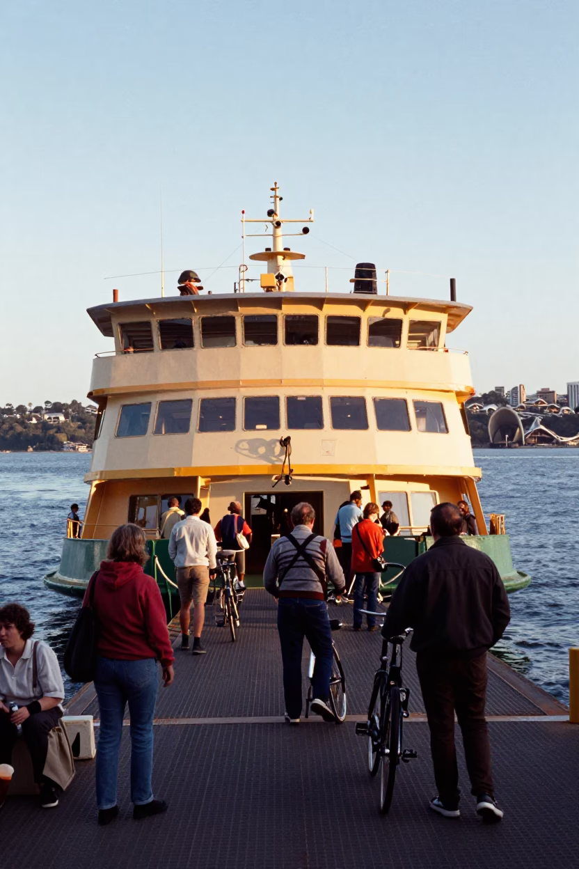 Ferries just after sunrise in Sydney in in Sydney, New South Wales, Australia