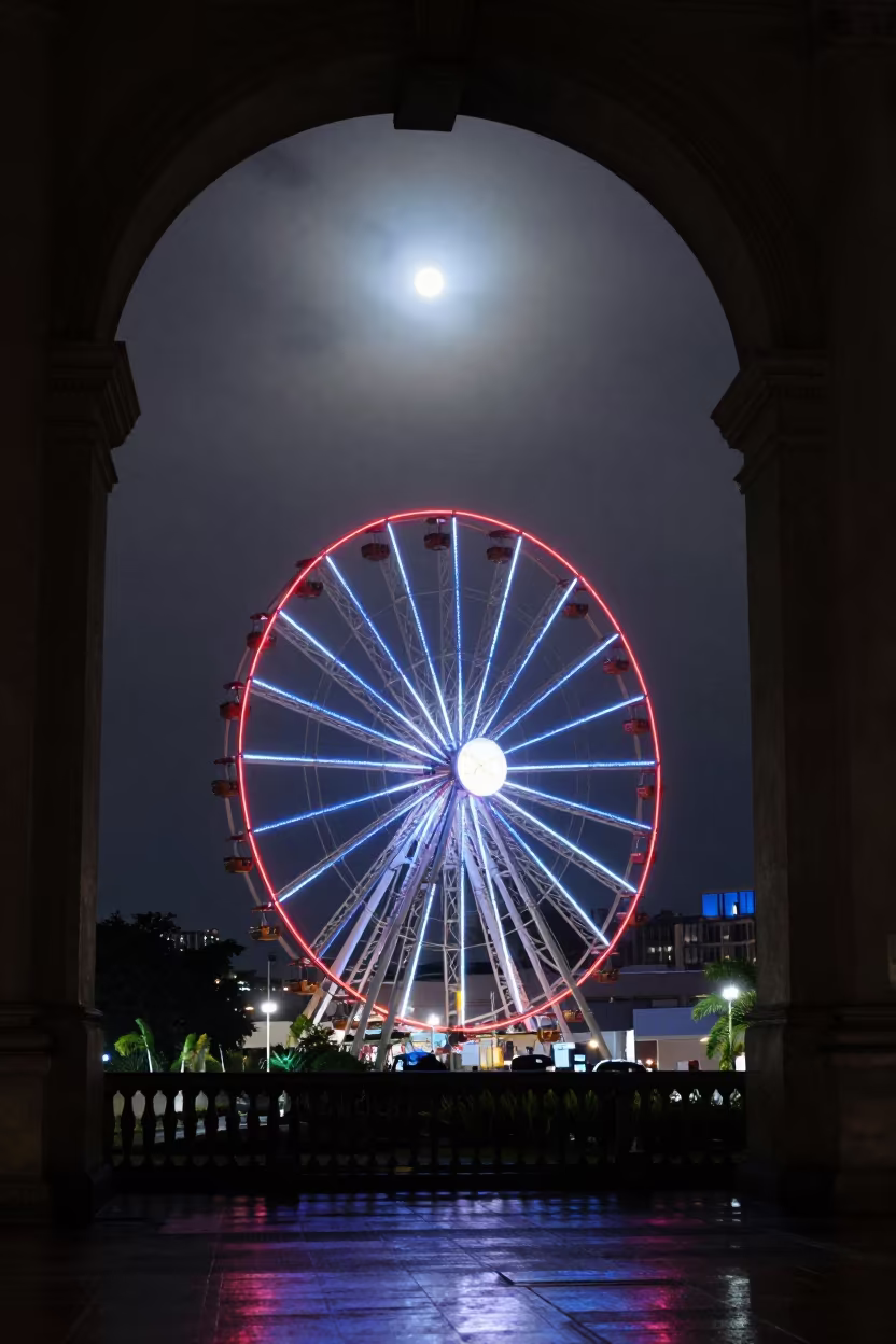 Ferris Wheel Under Moonlight Brazil Night in in Brazil