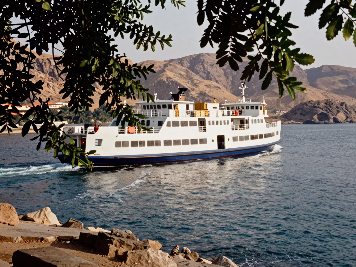 Ferry Crossing Djibouti Fjord in Dappled Light in in Djibouti