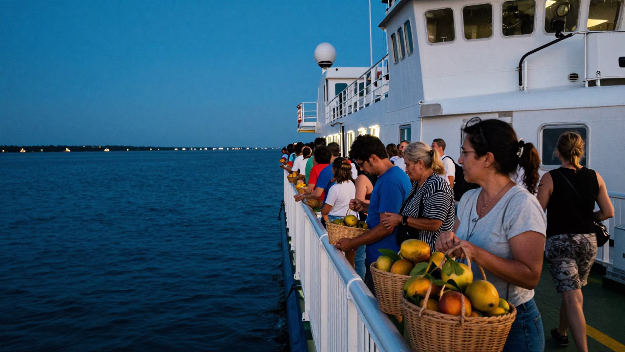 Ferry Crossing in Charleston at The Last Blue Light Of Evening in in Charleston, South Carolina, United States