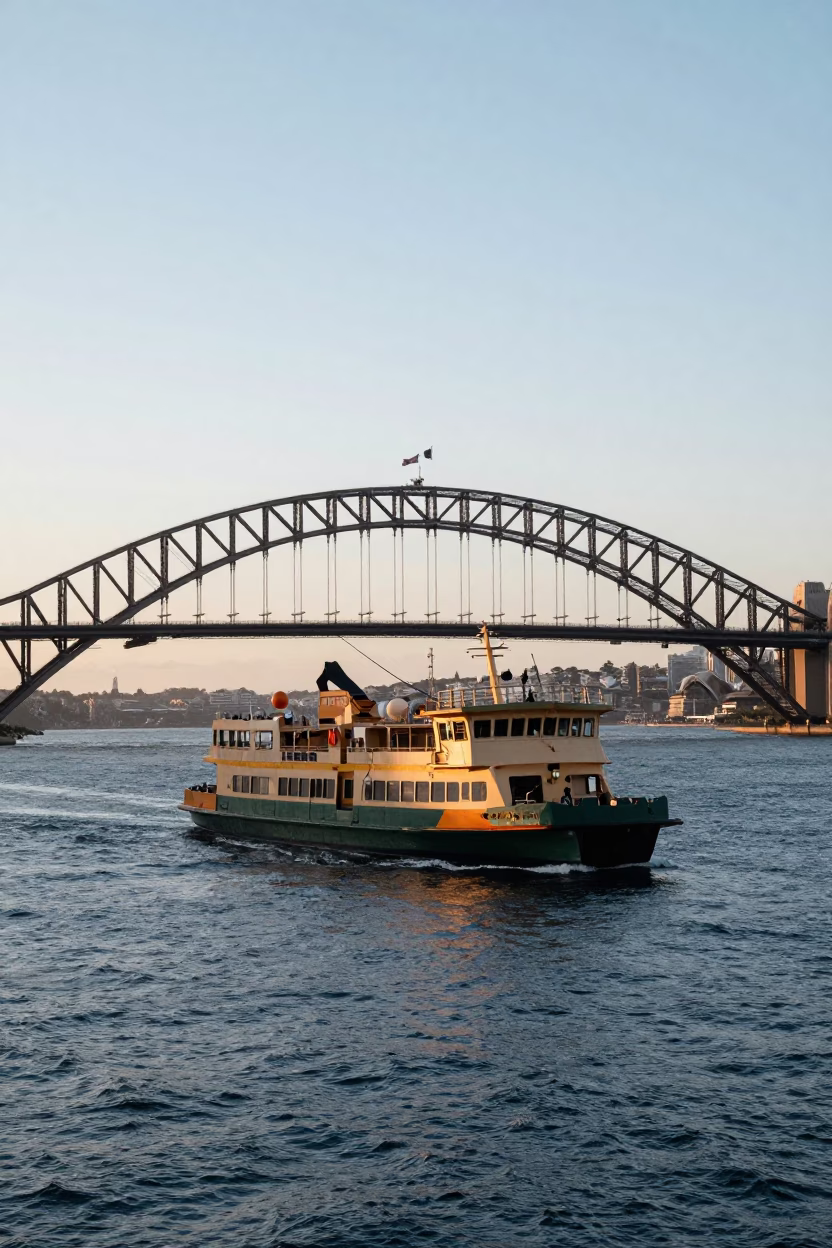 Ferry Crossing in Sydney at First Light Of Dawn in in Sydney, New South Wales, Australia