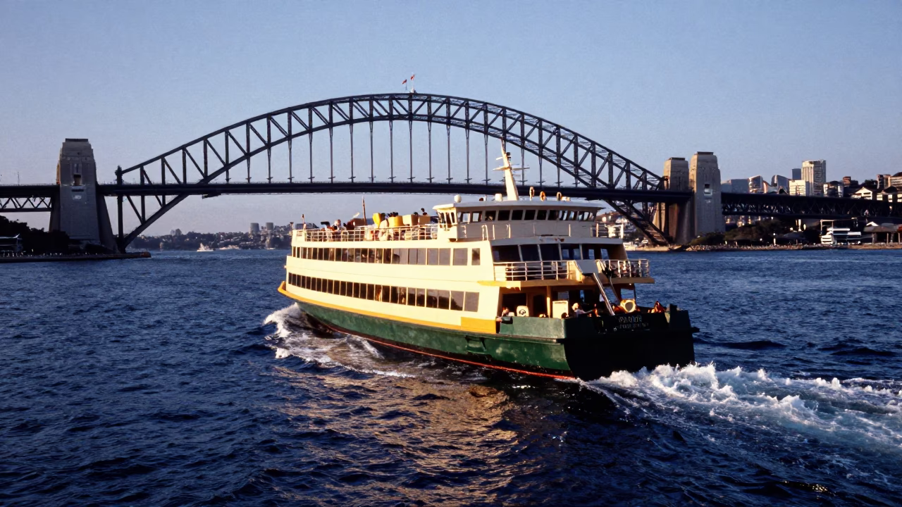Ferry Departing in Sydney at Blue Hour in in Sydney, New South Wales, Australia