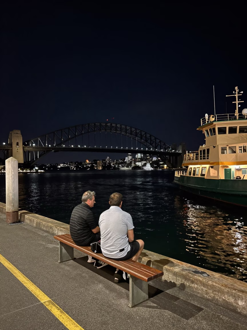 Ferry Dock in Sydney at The Deepest Night Sky Light in in Sydney, New South Wales, Australia
