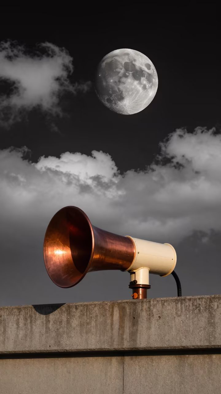 Ferry Horn Sounding on Lunar Causeway at Dusk in on a wind-open causeway near Nakazakicho, Osaka