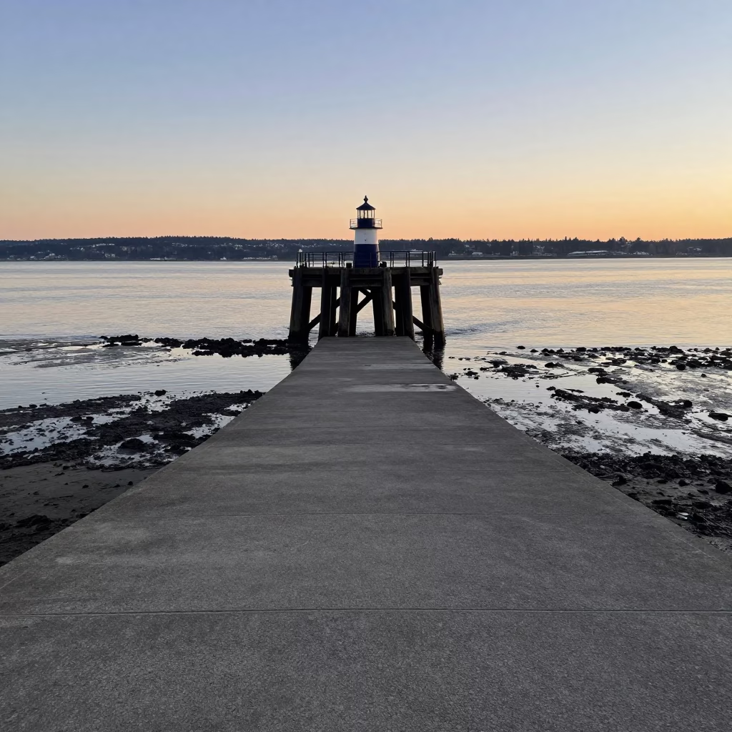 Ferry Ramp in Portland at Nautical Dawn Light in in Portland, Oregon, United States