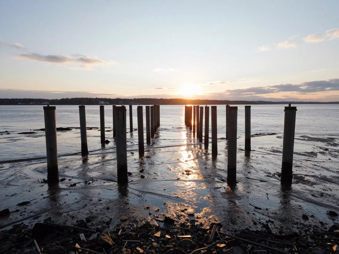 Ferry Ramp just after sunrise in Halifax in in Halifax, Nova Scotia, Canada