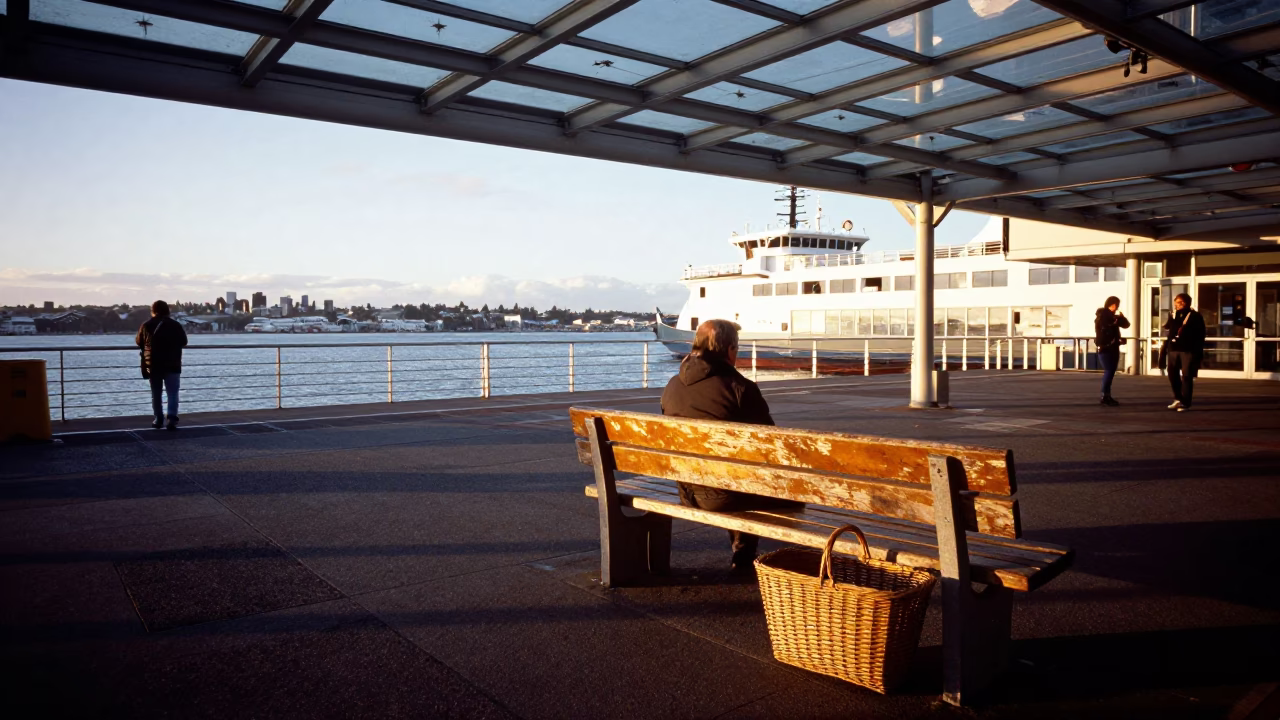 Ferry Terminal in Auckland at As First Light Reaches The Scene in in Auckland, New Zealand