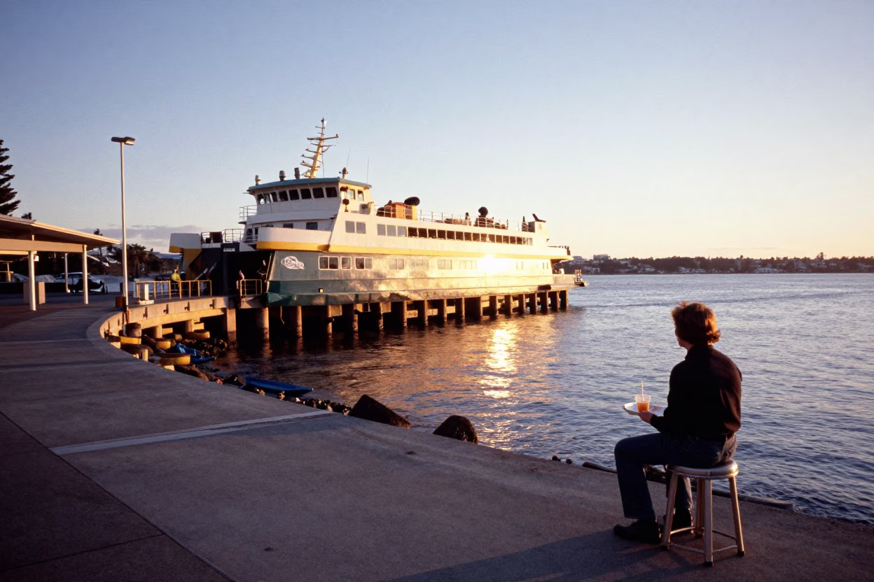 Ferry Terminal in Perth at Sunset Light in in Perth, Western Australia, Australia