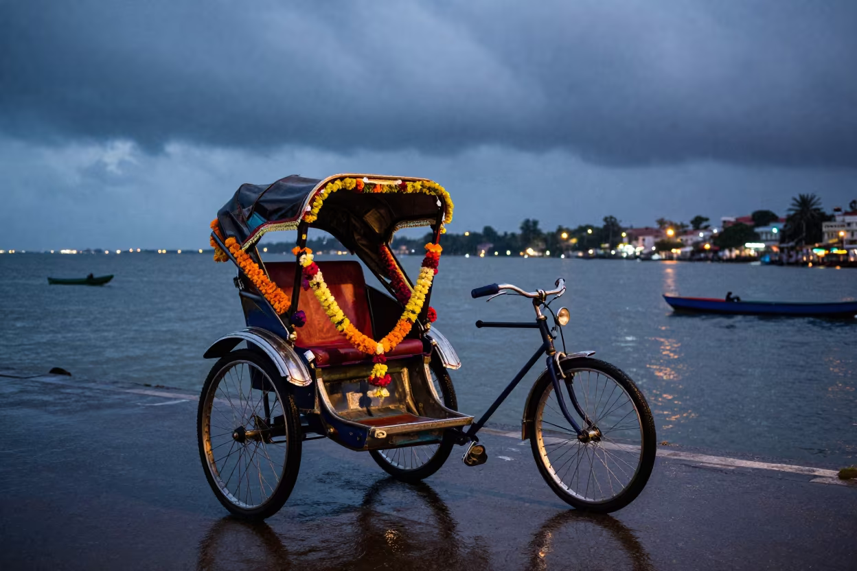 Festival Rickshaw Aden Waterfront at Dusk in at a waterfront celebration in Aden