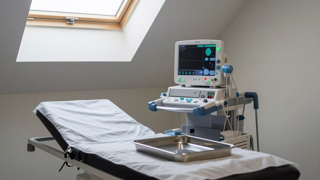 Fetal Monitor Cart in Quito Clinic Exam Room in inside a clinic exam room in Quito