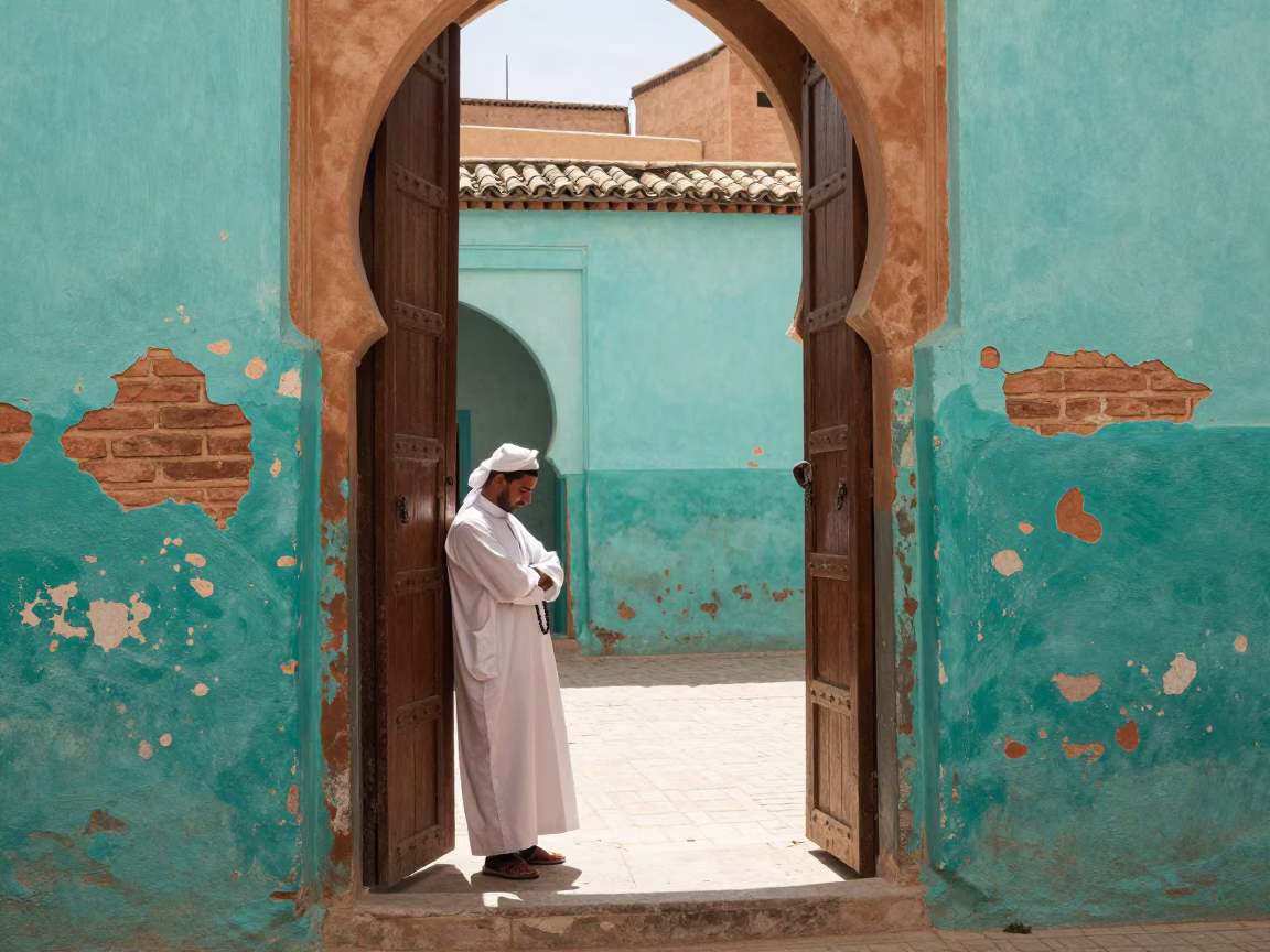 Fez Man at Afternoon Light in in Fez, Morocco