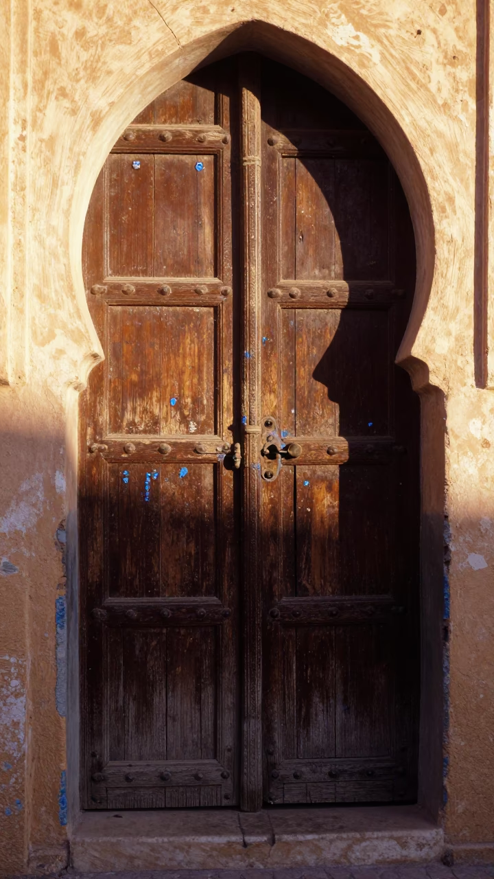 Fez Moroccan Doorway at The Early Afternoon Light in in Fez, Morocco