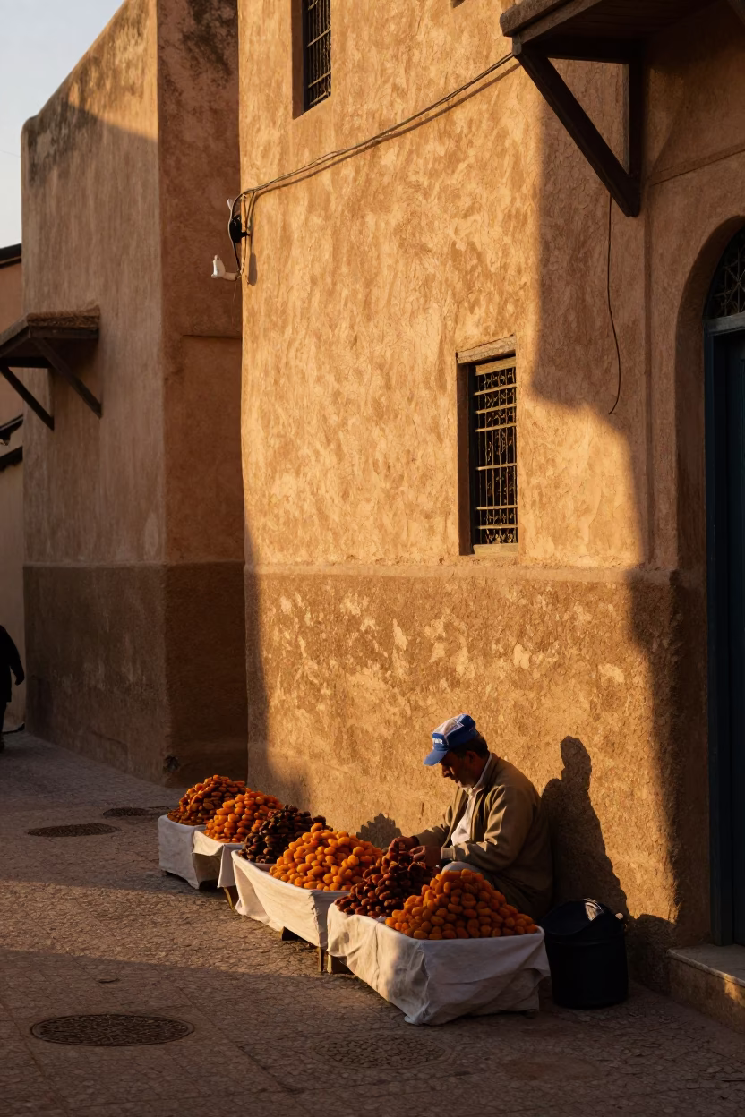Fez Morocco Honeyed Evening Light Street Scene in in Fez, Morocco
