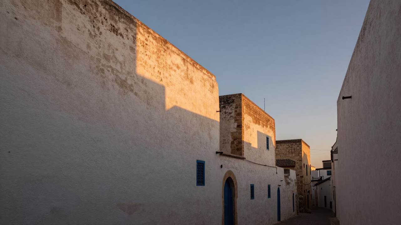 Fez Old City at Nautical Dawn Light in in Fez, Morocco