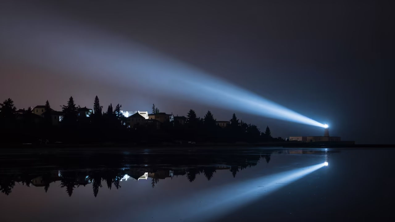 Fez Roofline Mirror Water Night Mist in beneath a dark-sky overlook near Fez