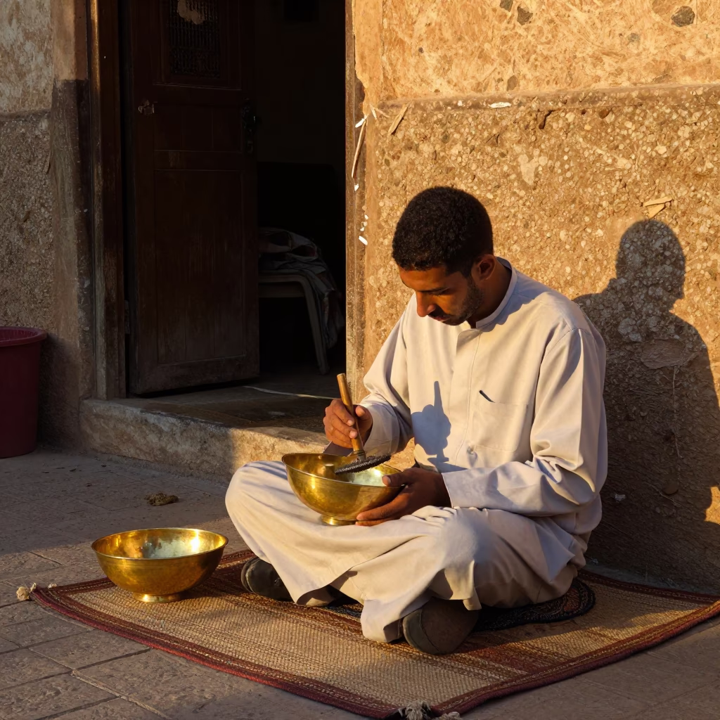 Fez Street Scene at Honeyed Evening Light in in Fez, Morocco