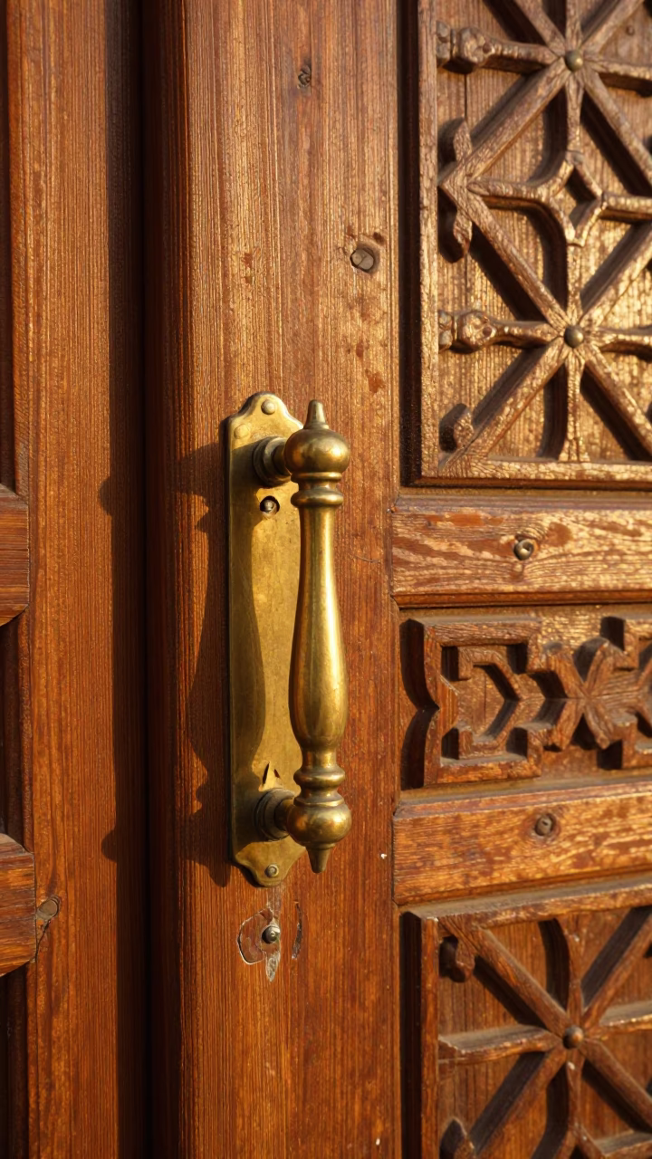 Fez Tarnished Brass Door Handle in in Fez, Morocco