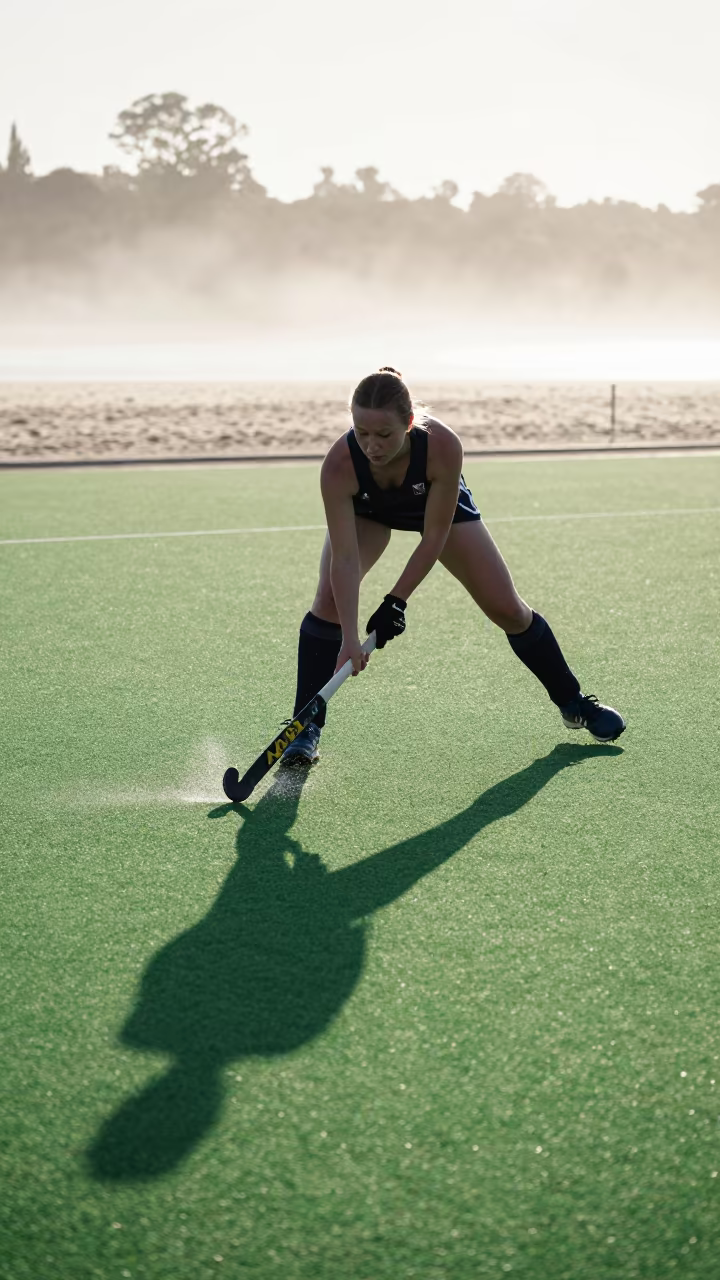 Field Hockey Striker Wet Turf Perth Beach in along a beach near Perth