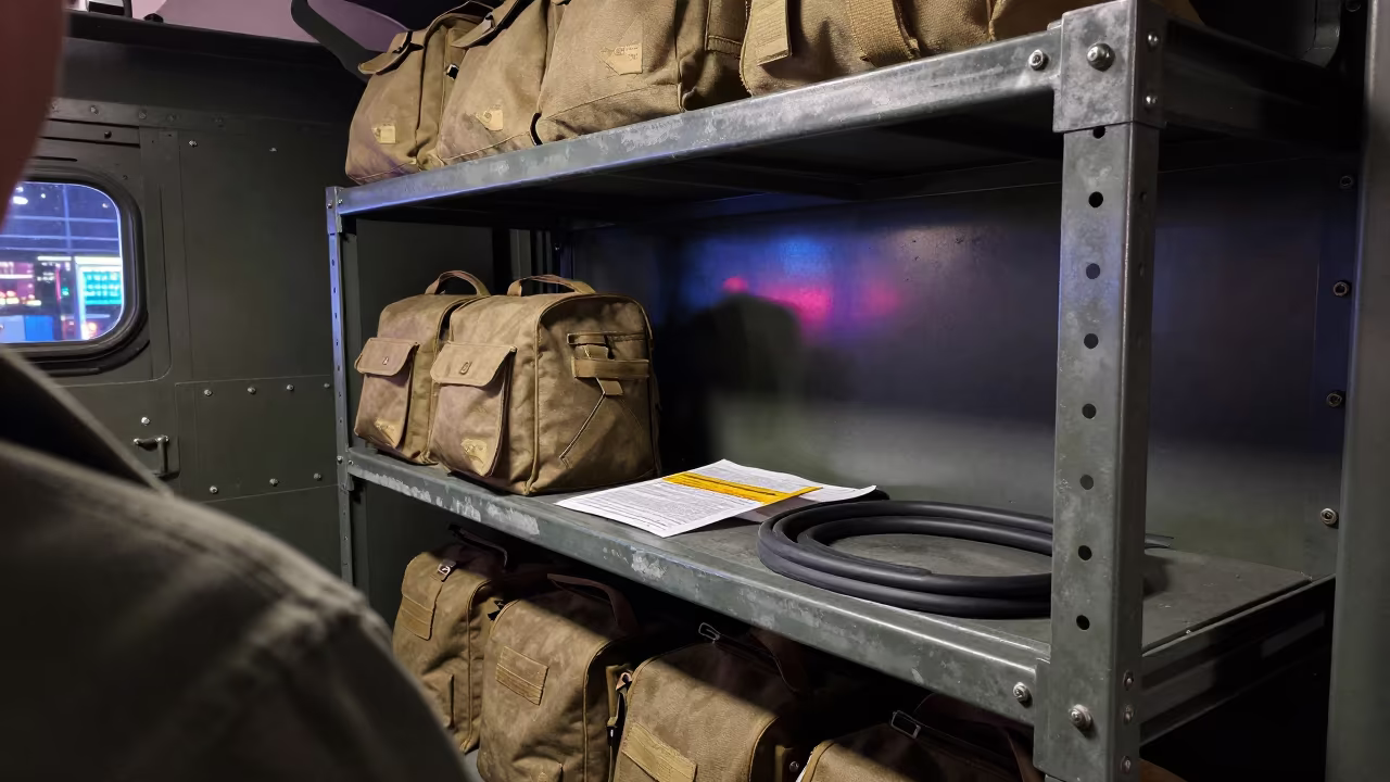 Field Latrine Shelf in Sydney Armored Bay in in an armored vehicle bay in Glebe, Sydney
