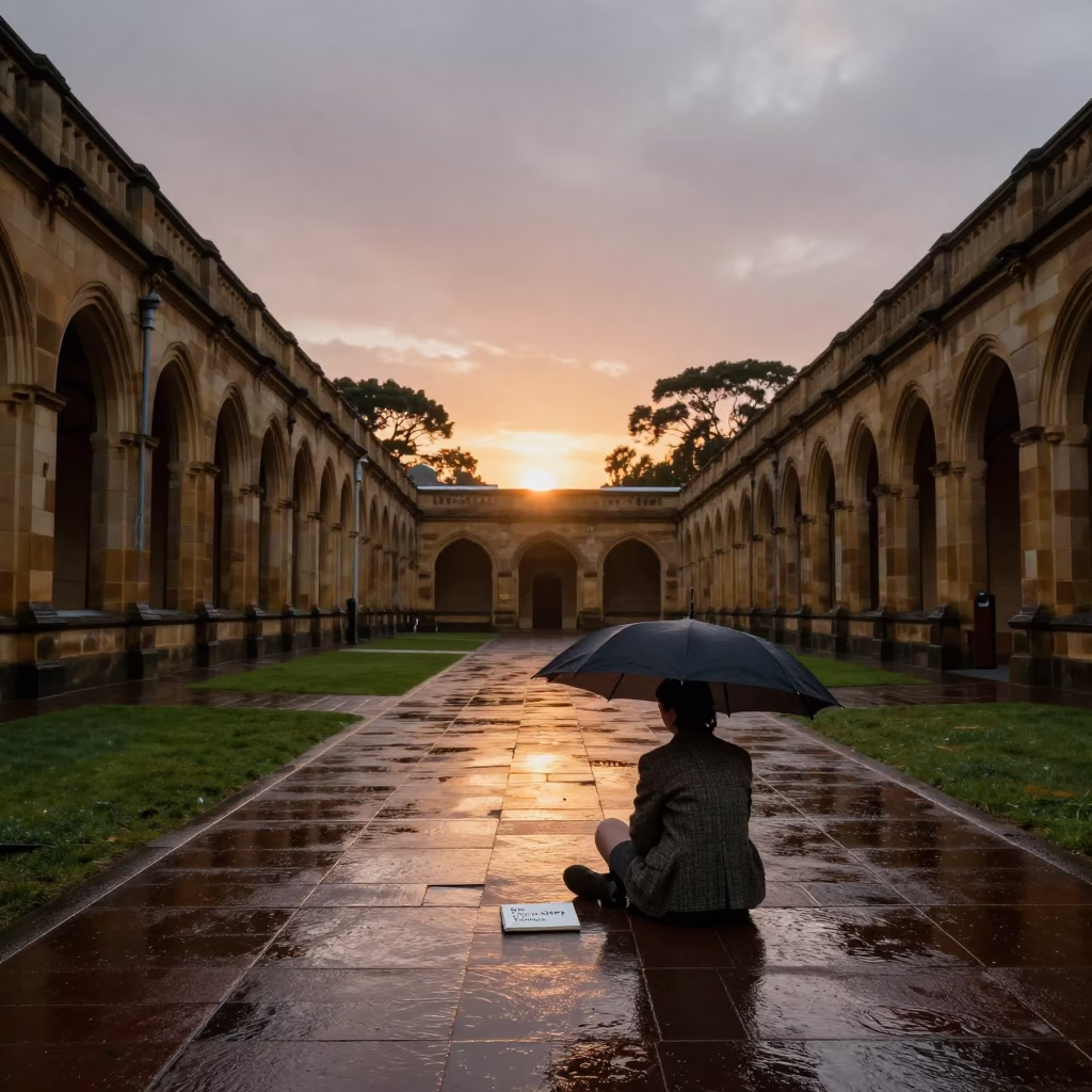 Field Notebook at As The Sun Drops Toward The Horizon in Adelaide in in Adelaide, South Australia, Australia