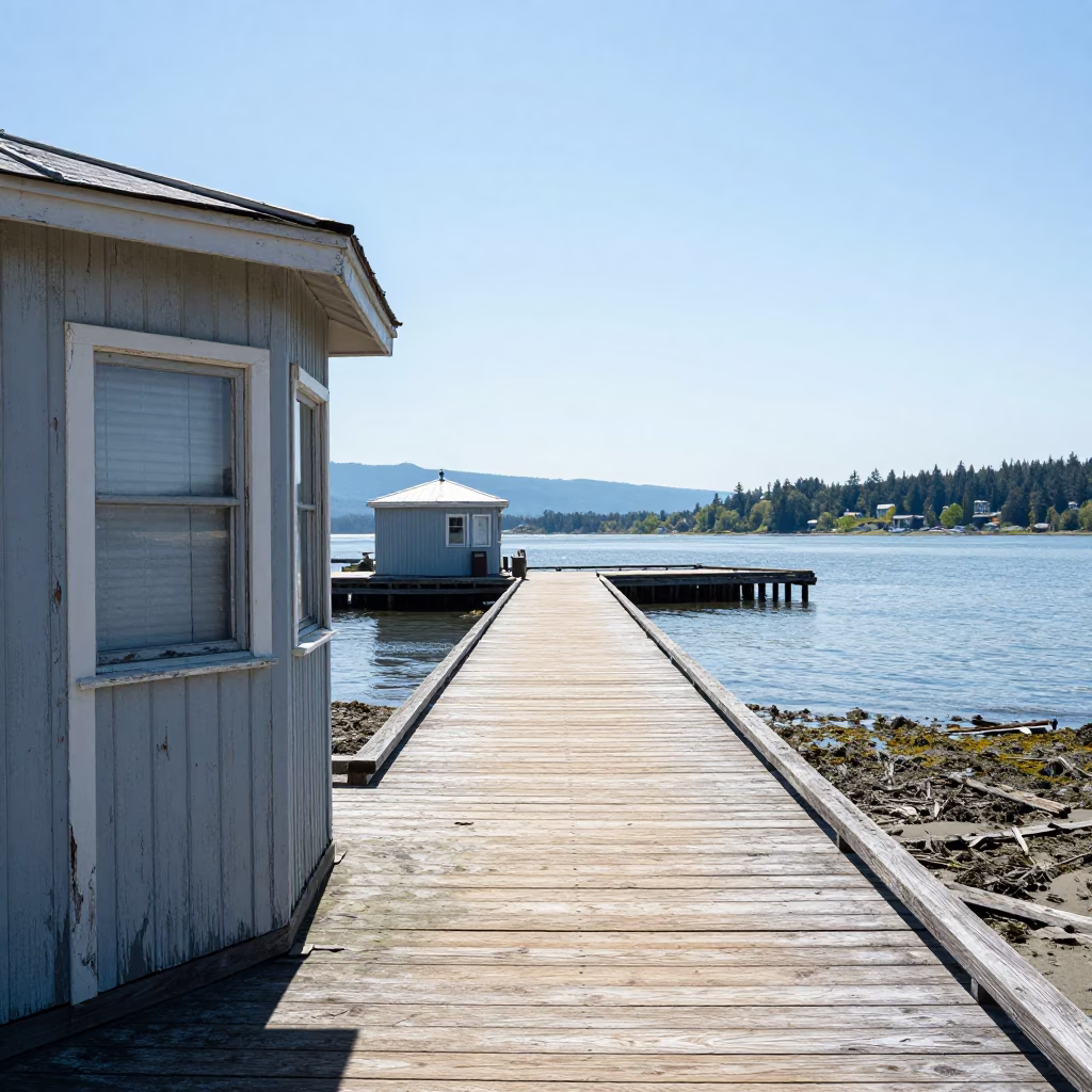 Field Station in Vancouver at The Flat Glare Of Noon Light in in Vancouver, British Columbia, Canada