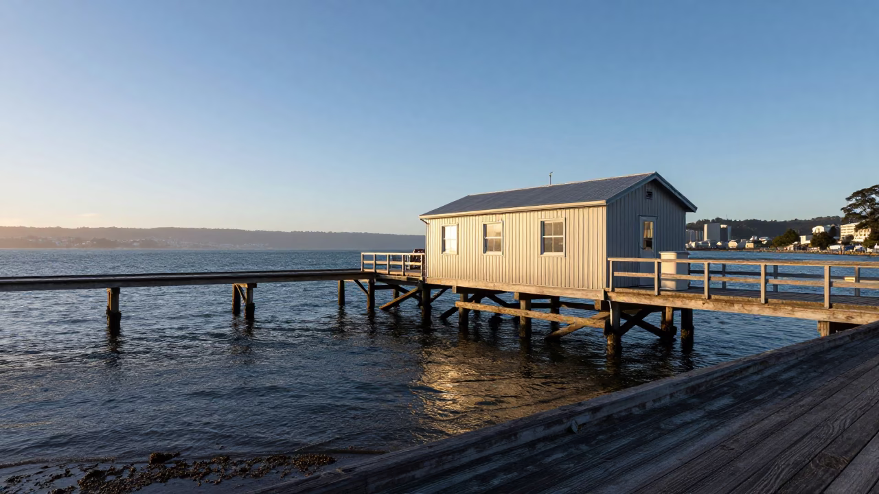 Field Station in Wellington at As First Light Reaches The Scene in in Wellington, New Zealand
