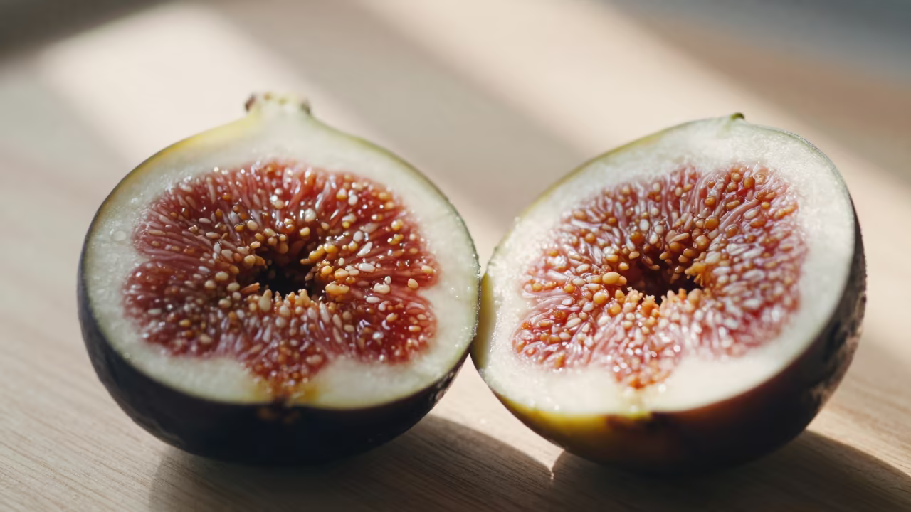 Fig Cross Section Macro Seed Structure in inside a seed pod split open in Baku