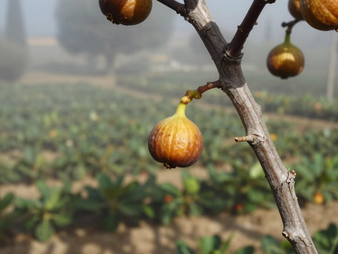 Fig Seed Pod in Tangier Mist in among terraced garden plots near Tangier