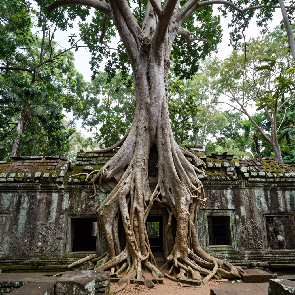 Fig Tree Enveloping Ancient Ruin in Queensland in in Queensland