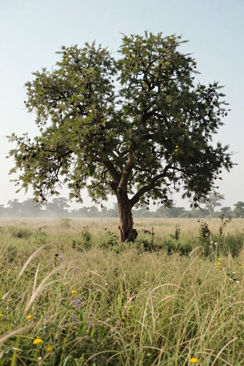 Fig Tree with Ripe Fruit in Khuzdar Meadow in in a bloom-heavy meadow near Khuzdar