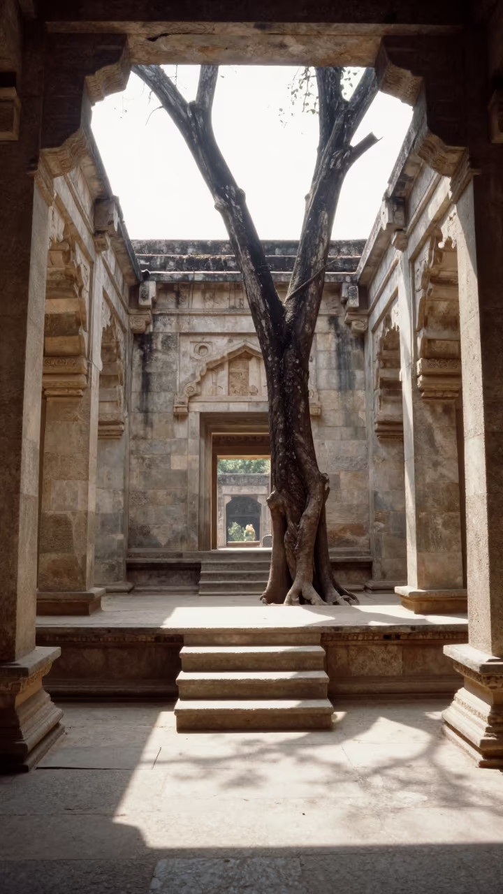 Fig Tree Ruins in Mysore Nave in inside a roofless nave near Mysore