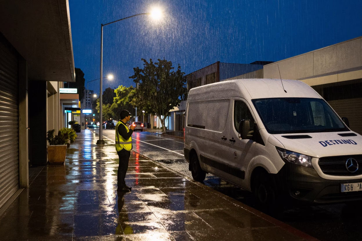 Figure after dark in Perth in in Perth, Western Australia, Australia