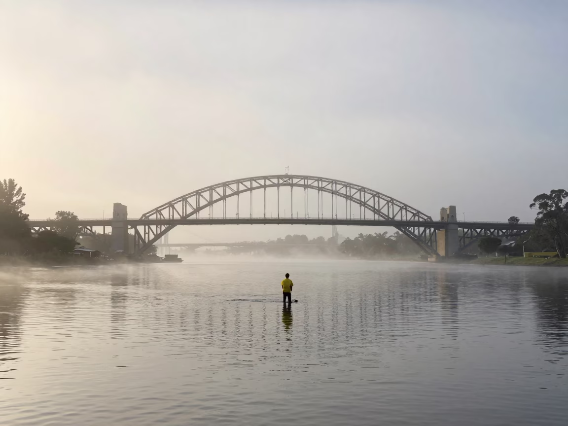 Figure at Dawn Light in in Perth, Western Australia, Australia