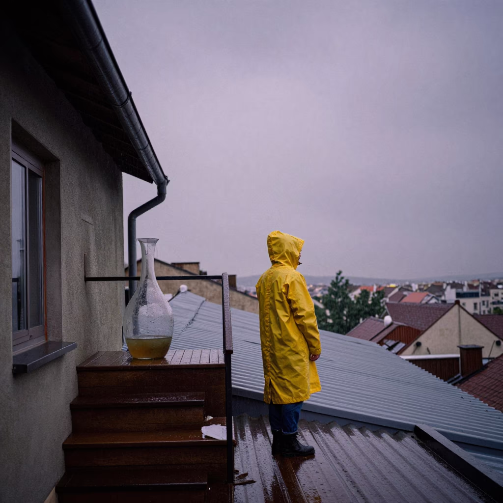 Figure at Dusk Light in in Budapest, Hungary