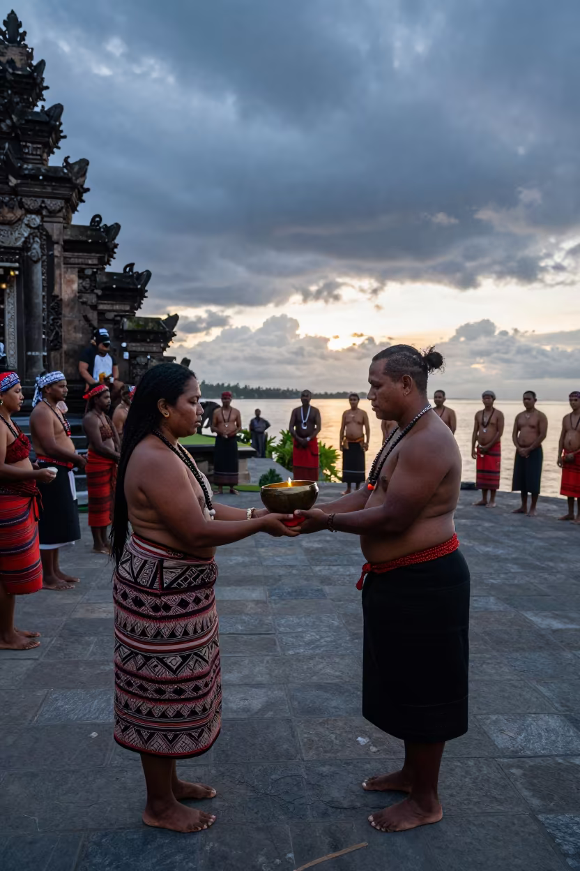 Fijian Kava Ceremony in Jounieh Temple Courtyard in in a temple courtyard near Jounieh