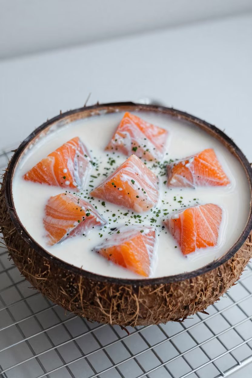 Fijian Kokoda on Bakery Rack in Faizabad in on a bakery cooling rack in Faizabad