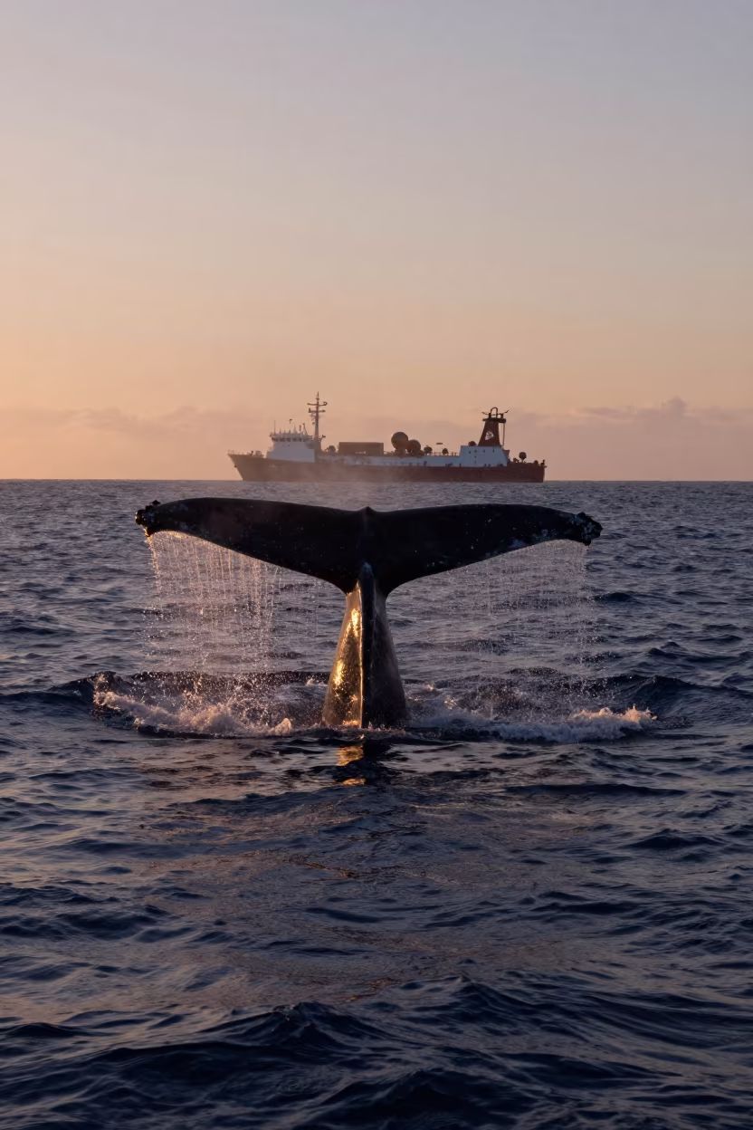 Fin Whale Silhouette Jamaica Dusk in in Jamaica