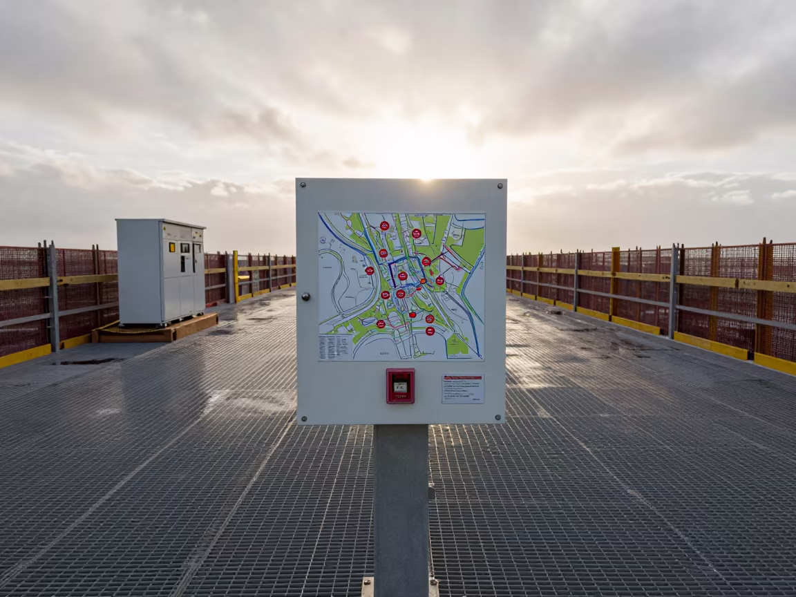 Fire Alarm Map Board Portugal Construction Site in on an active construction deck in Portugal