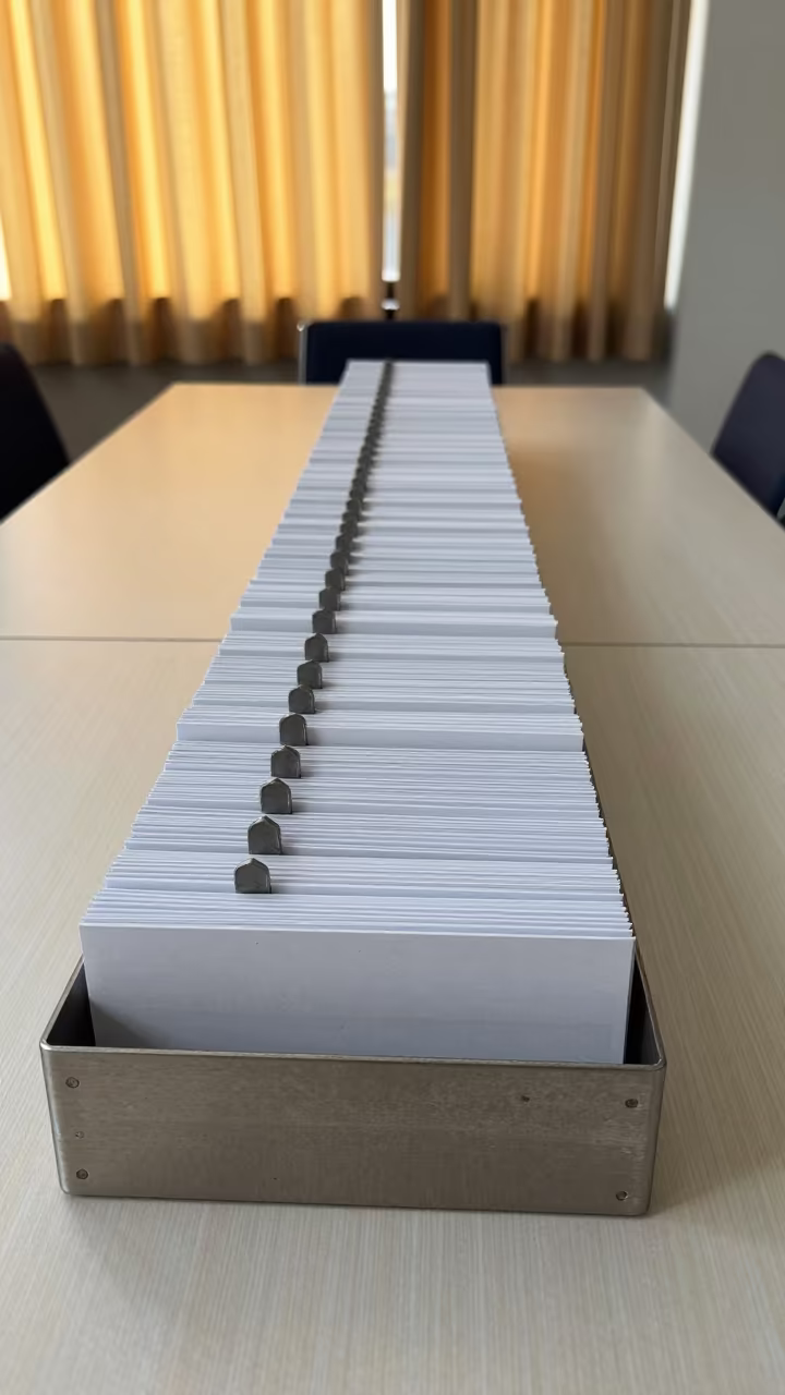 Fire Drill Card Rack in Colchester Conference Room in inside a conference room in Colchester