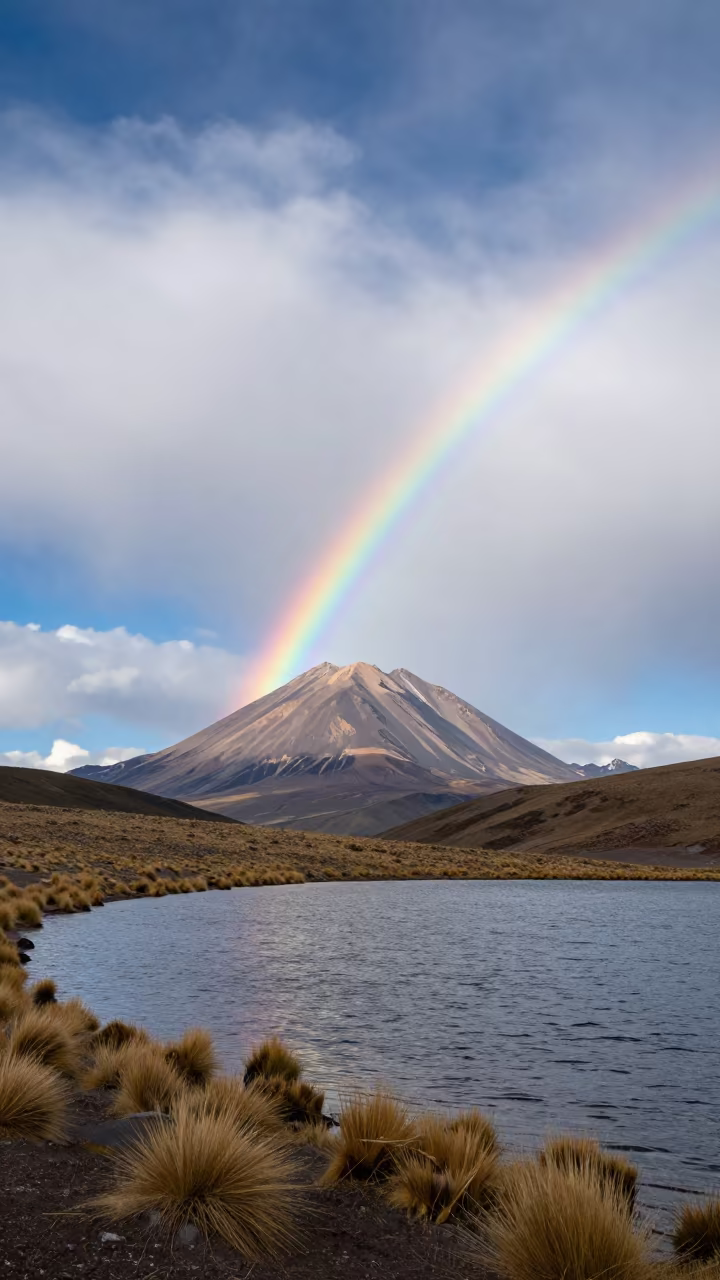 Fire Rainbow Over Chilean Mountain in Late Spring in in Chile