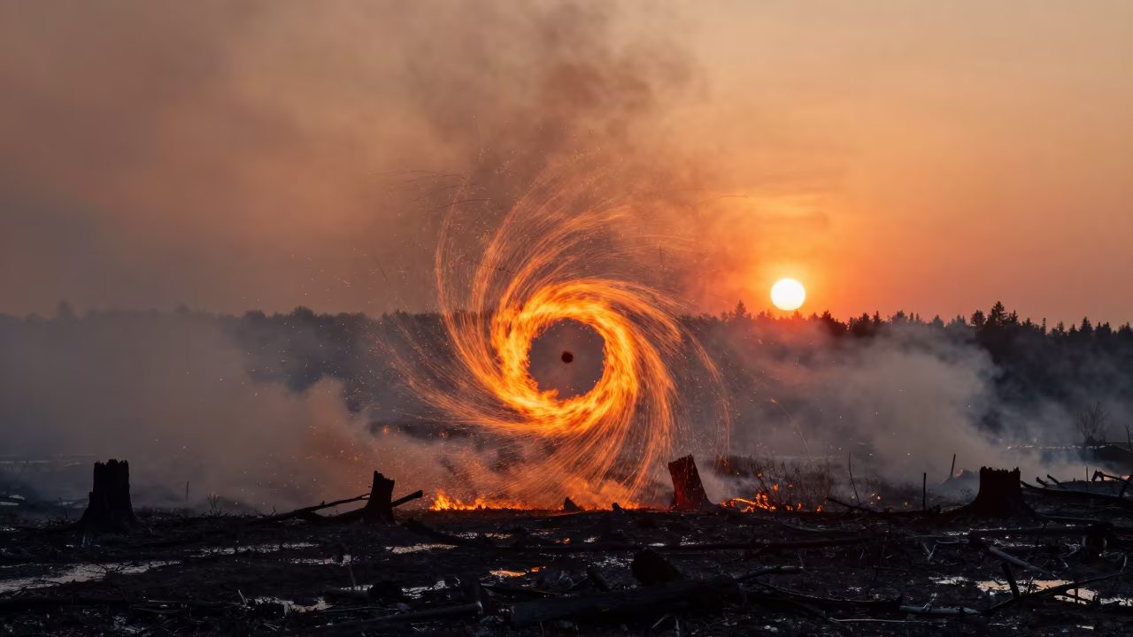 Fire Whirl Spinning in New Brunswick Aftermath in in New Brunswick