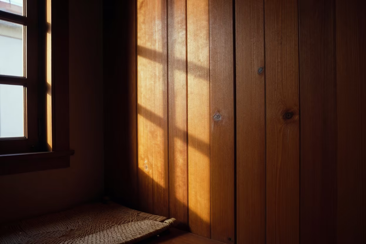 Fireside Shadows on Paneling in Santiago Nook in on a reading nook cushion in Santiago de Cuba
