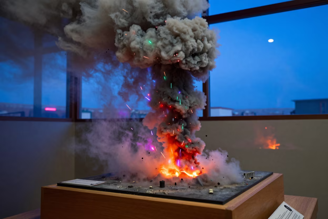 Firestorm Model on Asmara Museum Plinth in on a museum plinth near Asmara