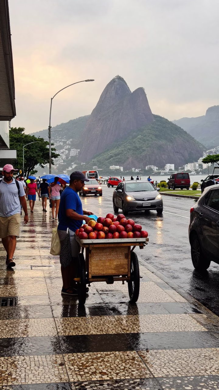 First Light After Rain in Rio De Janeiro Brazil Street Scene in in Rio de Janeiro, Brazil