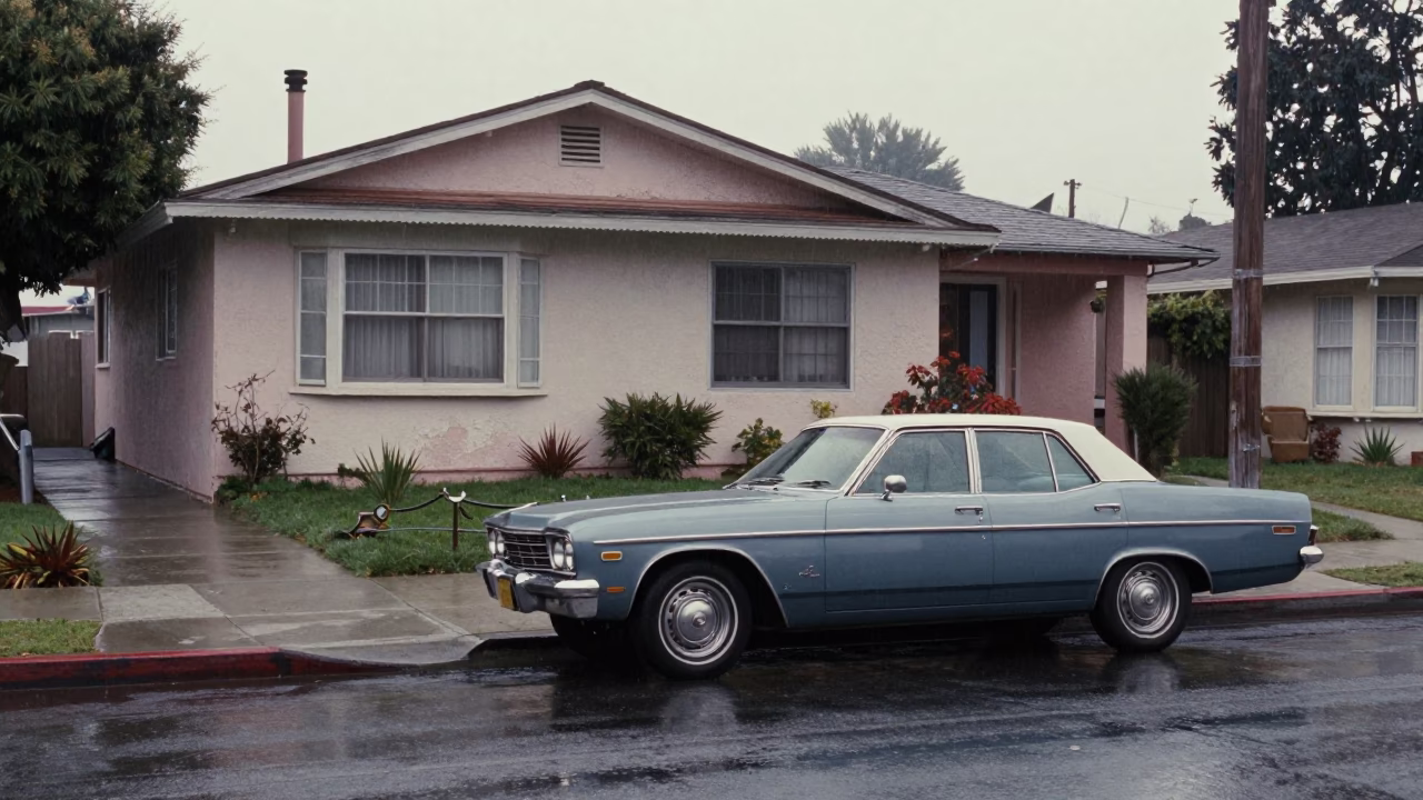 First Light After Rain Los Angeles California 1970s Realistic Photograph in in Los Angeles, California, United States