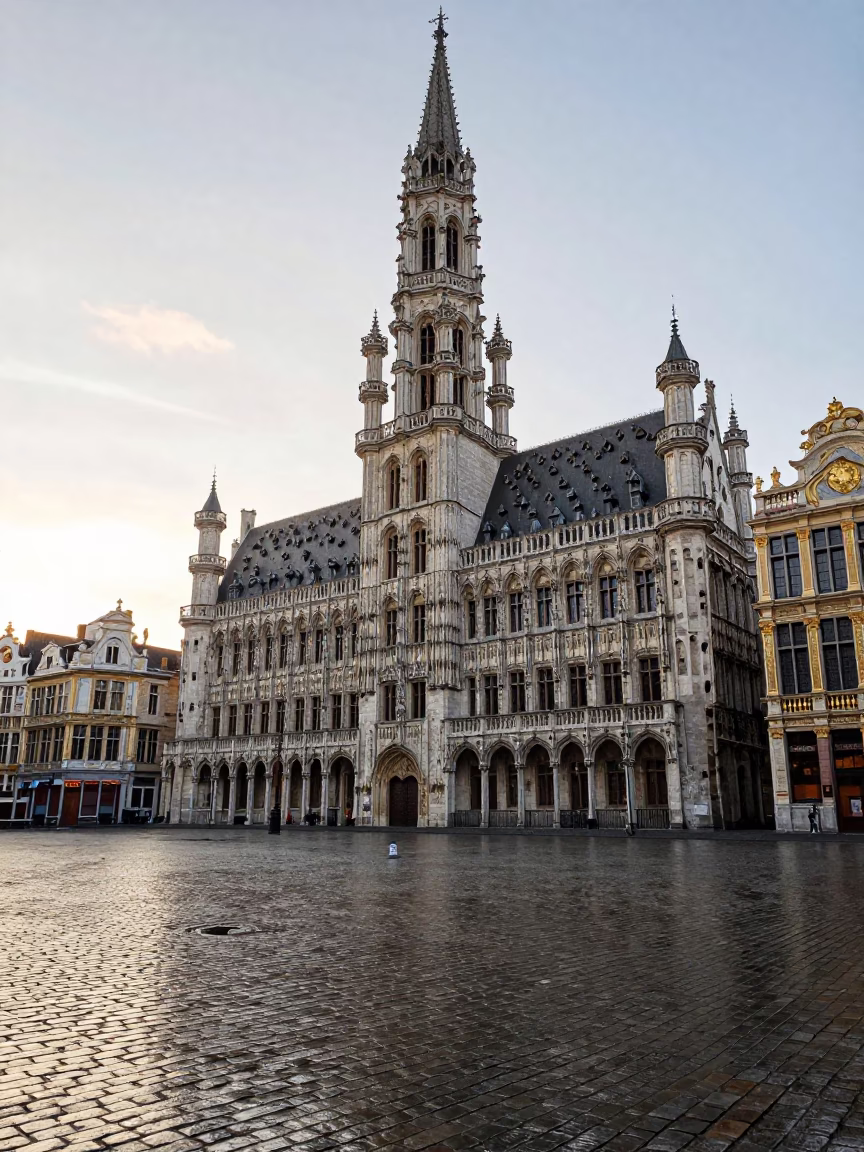 First Light at As First Light Reaches The Scene in Brussels in in Brussels, Belgium