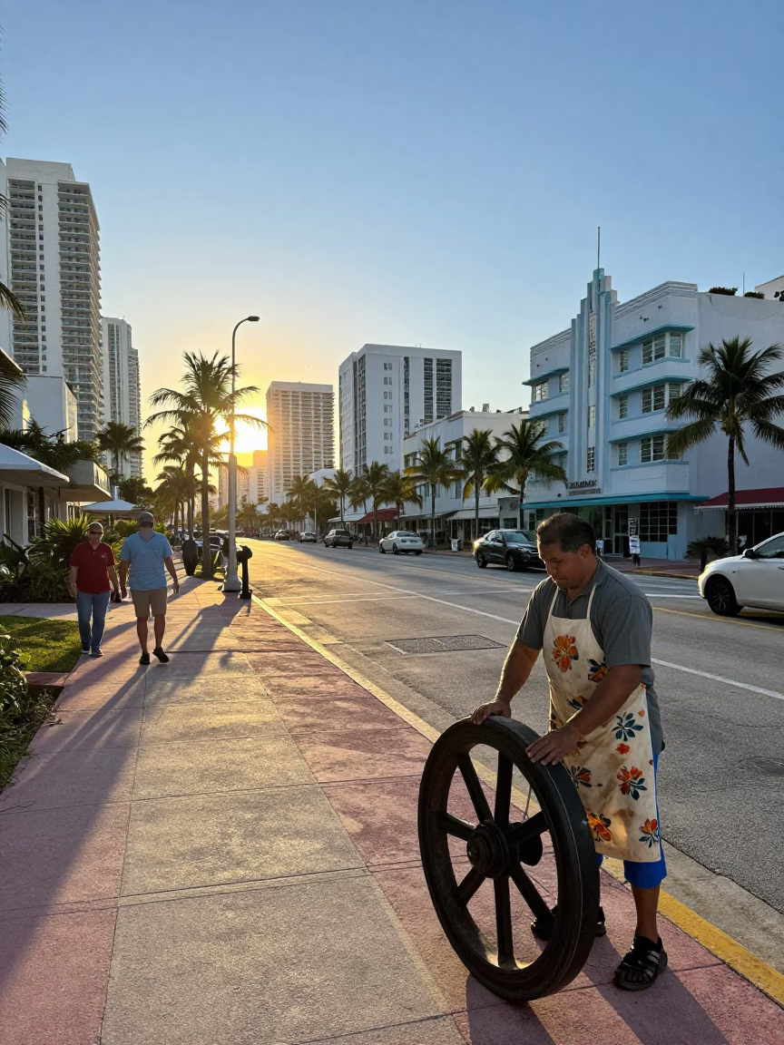 First Light at As First Light Reaches The Scene in Miami in in Miami, Florida, United States