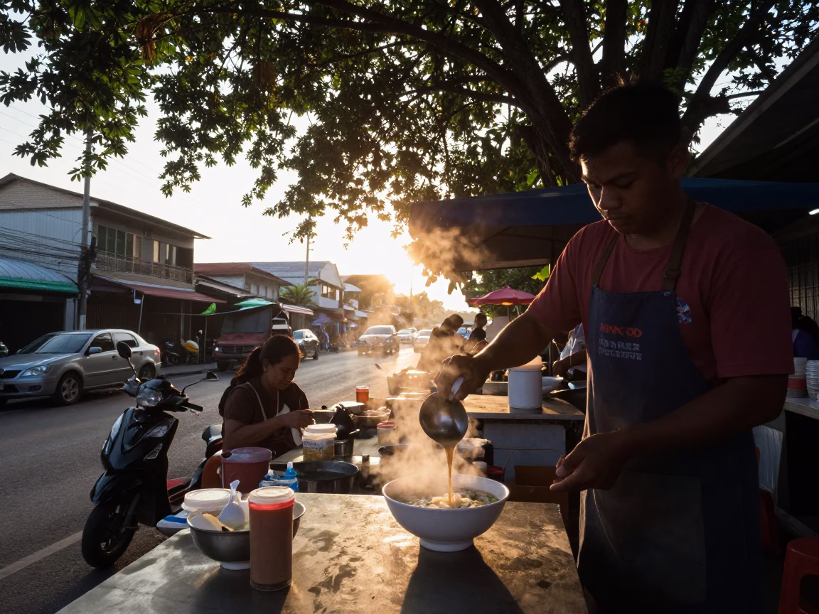 First Light at As First Light Reaches The Scene in Phuket in in Phuket, Thailand