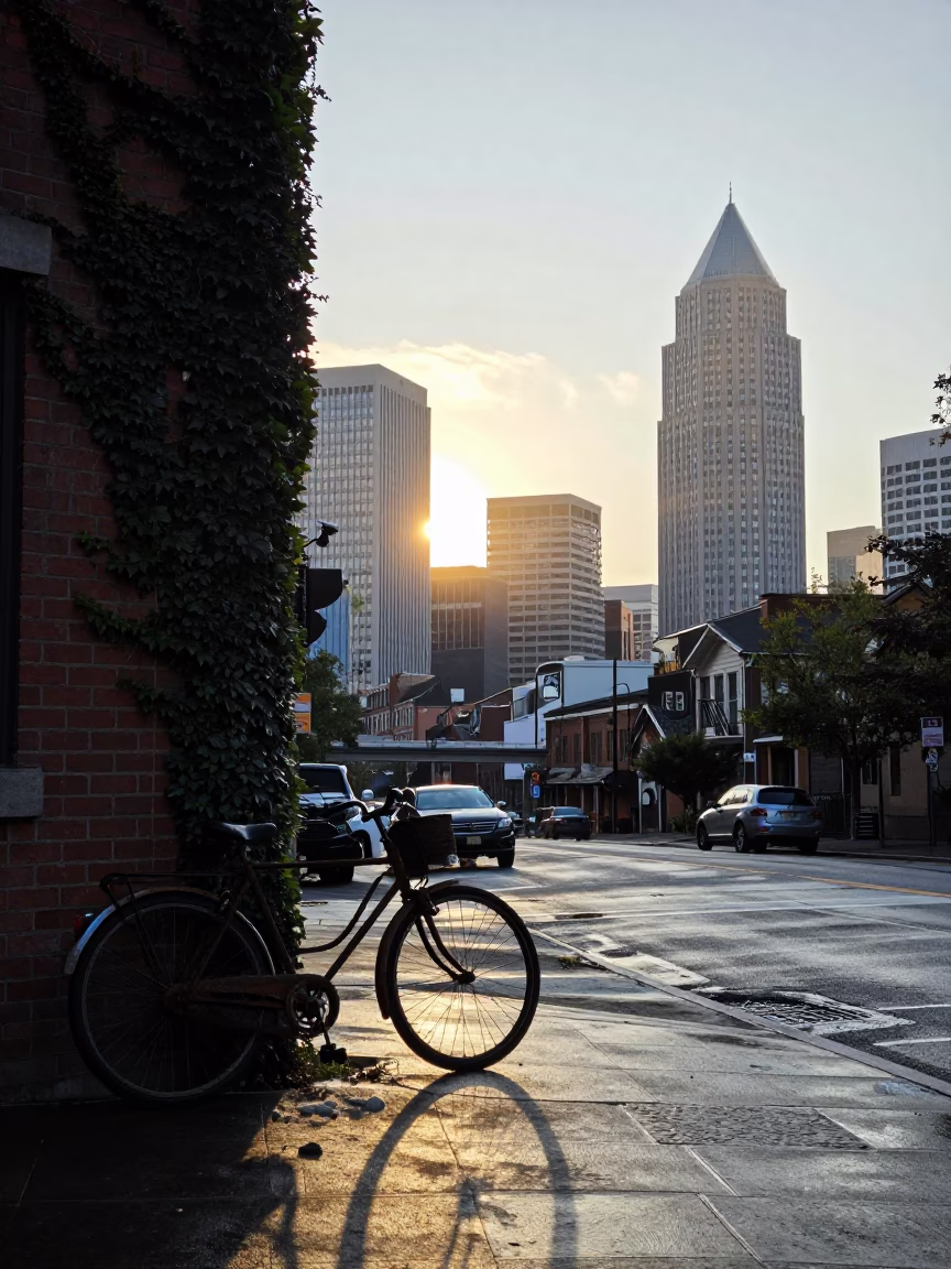 First Light at As First Light Reaches The Scene in Portland in in Portland, Oregon, United States