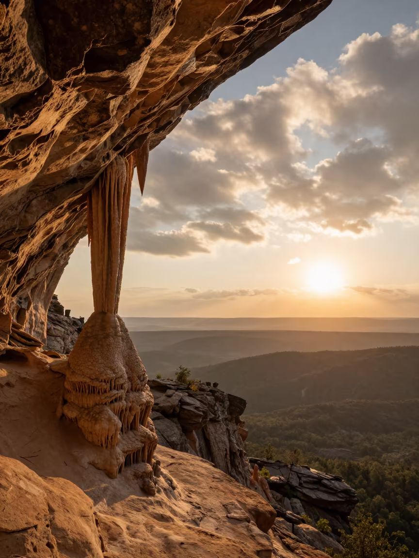 First Light on Cave Stalactites Near Carrollton in near Carrollton